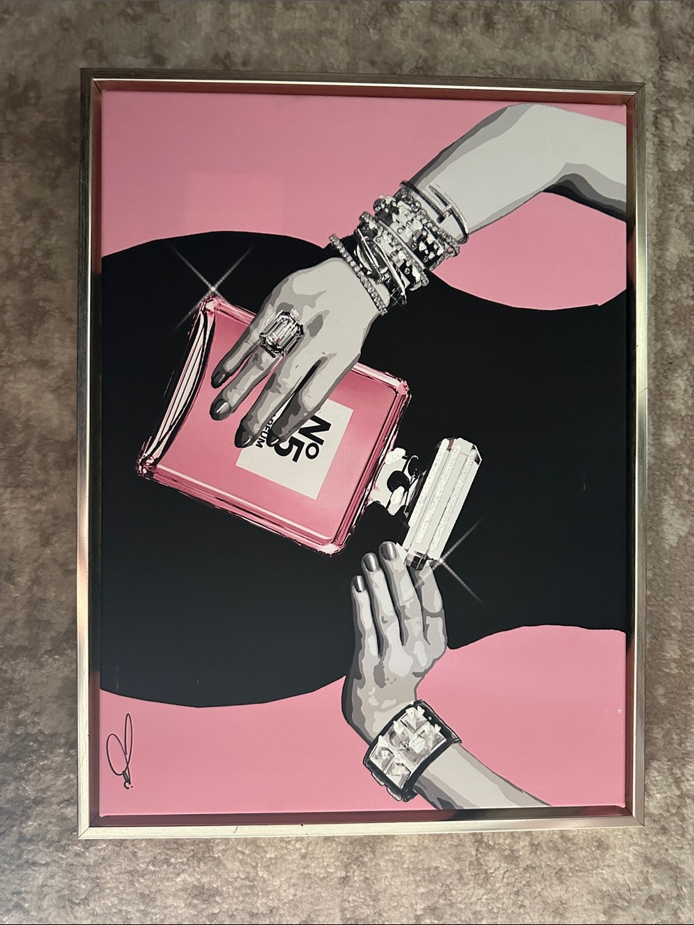 Pink Perfume Bottle Pop Art Framed Print